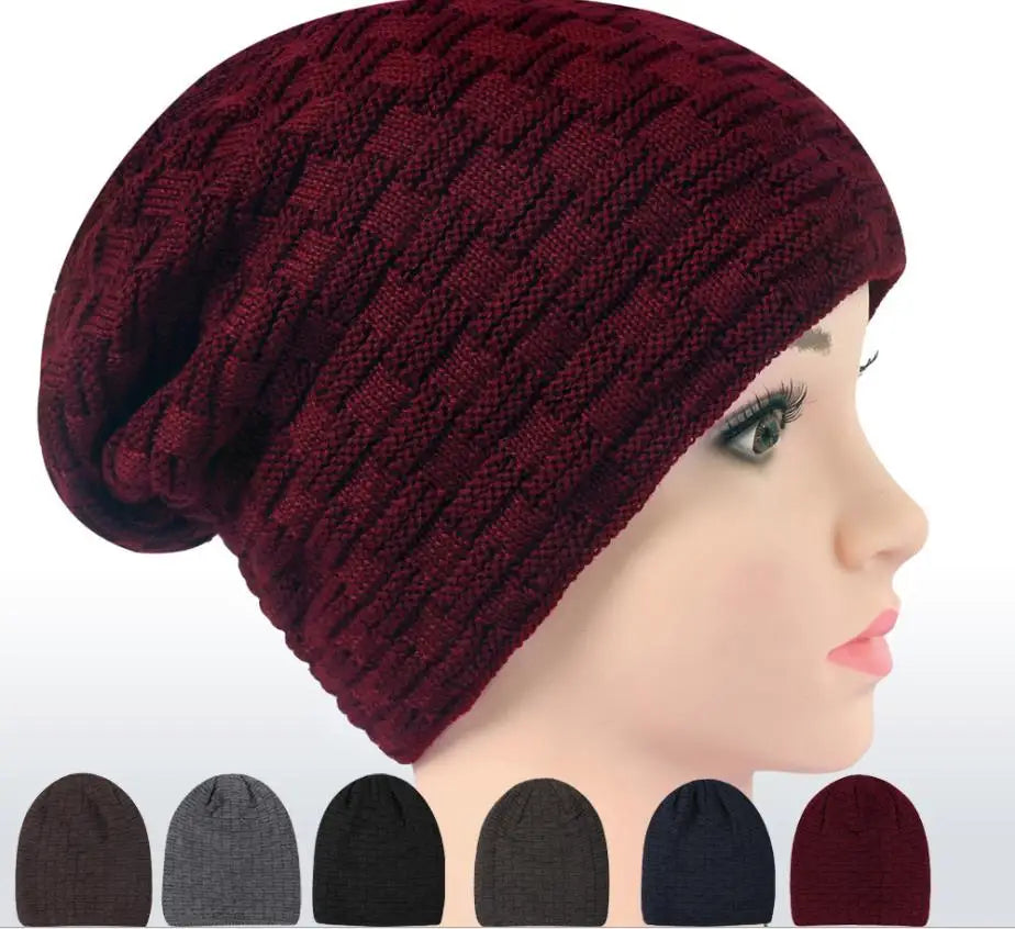 120pcs/lot Red Fit Bonnet - Fashion Winter Warm Knitted Beanie Hat with Fleece Small Grid Plaid